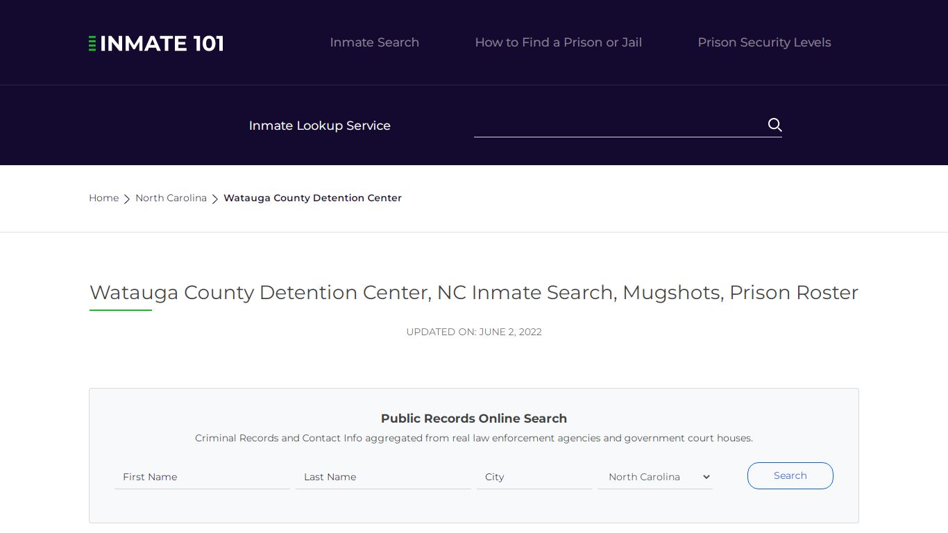 Watauga County Detention Center, NC Inmate Search ...